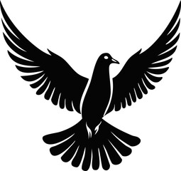 Pigeon Bird Aves Animal Vector Logo in Black and White, Minimalist and Simple Design, Perfect for Wildlife Branding, Nature Illustration, and Unique Animal Identity
