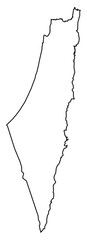 Black Outline Palestine Map Asian Country
