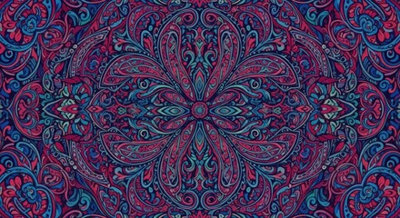 Festival logo, circular mandala emblem made of Malay batik paisley floral motifs, vibrant multi-color palette, symmetrical vector design, cultural and celebratory branding.
