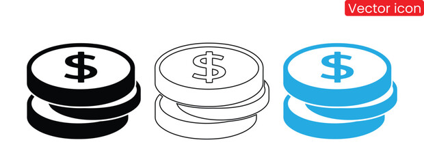 Stacks of cash money icons for financial growth,