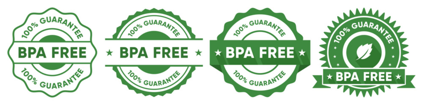 Green BPA Free Guarantee Badge Icons for Safe Product Labeling