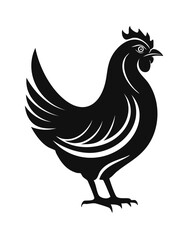 Fototapeta premium Hen Bird Aves Animal Vector Logo in Black and White, Minimalist and Simple Design, Perfect for Wildlife Branding, Nature Illustration, and Unique Animal Identity 