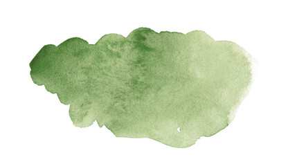 Olive green watercolor isolated abstract spot with divorces and borders. Watercolor frame with copy space for text.
