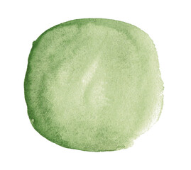 Olive green watercolor isolated abstract spot with divorces and borders. Watercolor frame with copy space for text.