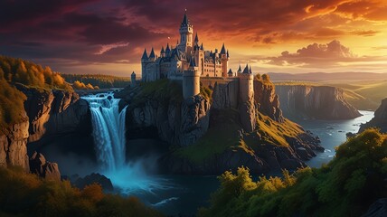 sunset over the river