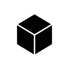 Illustration of a black cube for use in graphic design projects and presentations