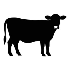 Vector art of black cow silhouette, a simple graphic representation of farm animal in vector format