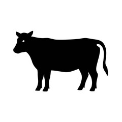 Vector art of silhouette of a cow, a domestic animal used for milk and beef production on farms