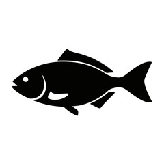 Illustration of a fish, showcasing its sleek body and fins in a simple black silhouette