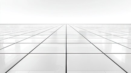 Vast white tiled floor, receding perspective