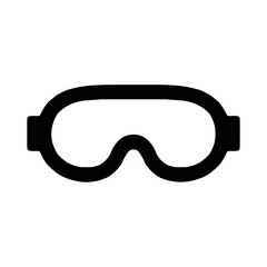 Vector art of a simple black and white icon of safety goggles for eye protection
