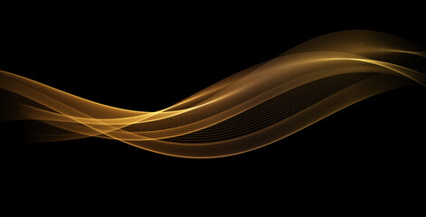 Abstract Gold motion light glow effect. Magic shiny line.