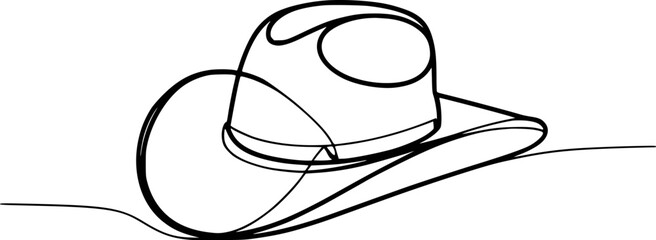 Minimalist cowboy hat line art western headwear