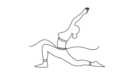 Continuous elegant one  line drawing of a woman performing a yoga pose
