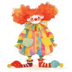 Naklejka premium Clown girl clown illustration character.