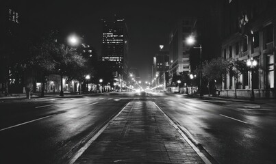 Naklejka premium Empty city street at night