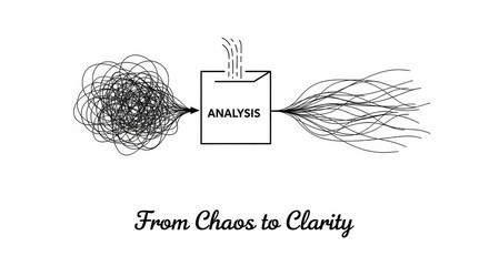 Chaotic lines transforming into organized lines through analysis chaos clarity