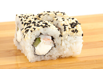 Delicious Sushi Roll with Cream Cheese and Sesame Seeds