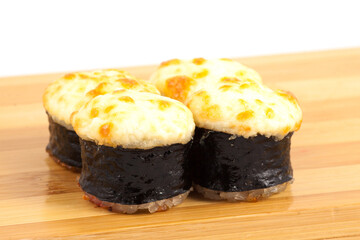 Delicious Unique Sushi Creation Delightfully Cheesy Baked Sushi Rolls