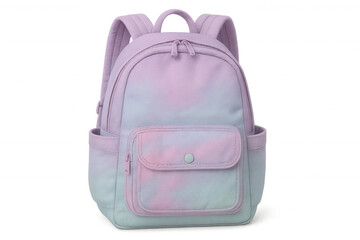Naklejka premium Studio shot of a stylish pastel tie-dye backpack, showcasing its trendy design and vibrant colors against a transparent background