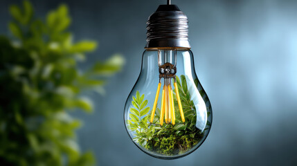 Smart eco sensor technology enhances factory efficiency by integrating nature into design, showcasing light bulb filled with greenery