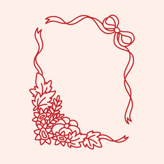 Autumn frame of bow knot ribbon decorated pumpkin with leaves, ear of wheat. Fall season border. Vintage template for greeting card, invitation, social media. Rustic boho aesthetic. Holiday background