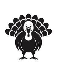 Fototapeta premium Turkey Bird Aves Animal Vector Logo in Black and White, Minimalist and Simple Design, Perfect for Wildlife Branding, Nature Illustration, and Unique Animal Identity 