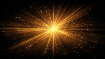 Obraz premium Radiant golden burst on black background