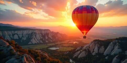 Obraz premium Hot Air Balloon Sunrise Ascent A Vibrant Journey of Freedom and Adventure