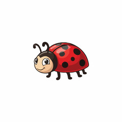 Obraz premium A cheerful cartoon ladybug with a red shell and black spots, smiling.