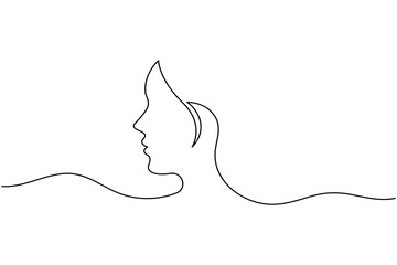 One line drawing of woman face minimalist art simple female portrait continuous line illustration