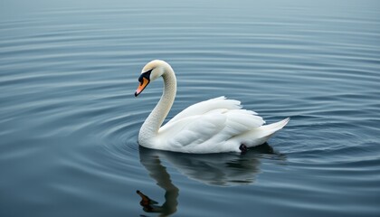 Elegant White Swan on Water