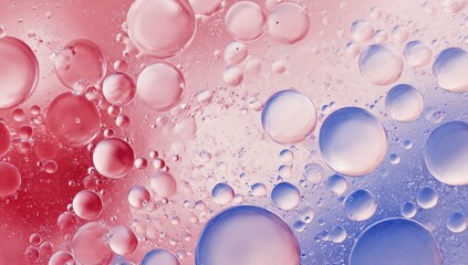 Abstract macro of vibrant pink and blue bubbles