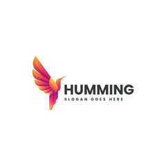 Gradient Modern Humming Bird Logo Design