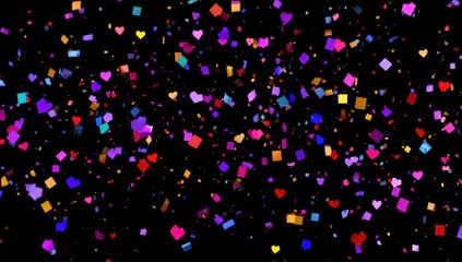 Colorful confetti explosion on black background