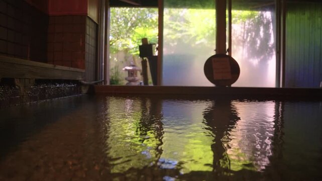 Peaceful Bathhouse in Japan, Close To Ofuro Bath Shot, Beppu Region