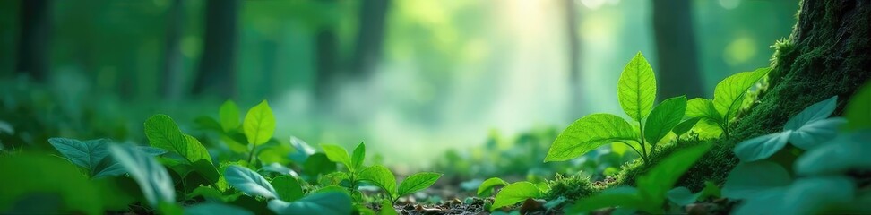 Ethereal mist clings to vibrant green leaves, creating a mystical, dreamlike atmosphere in a serene forest scene Perfect for fantasy, nature, and environmental themes , macro, shadow, green