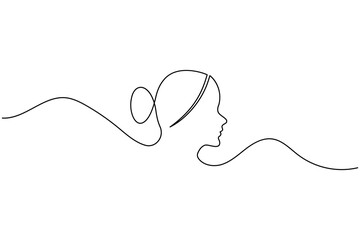 One line drawing of woman face minimalist art simple female portrait continuous line illustration