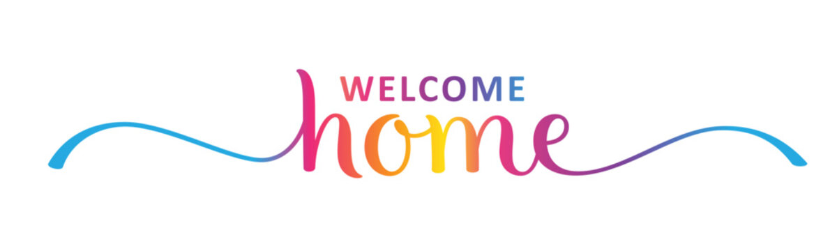 WELCOME HOME colorful vector brush calligraphy banner