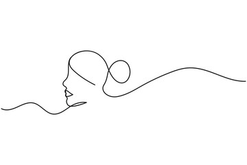 Obraz premium One line drawing of woman face minimalist art simple female portrait continuous line illustration
