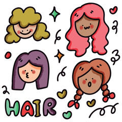 Kawaii Girl Hair Doodle Pack