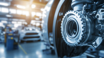 Fototapeta premium Industrial Machinery Gear in a Factory Setting