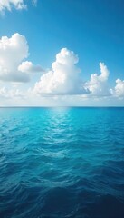 Fototapeta premium Serene Ocean Panorama Tranquil Horizon Meeting Sky, Vast Open Space, Peaceful Nature Landscape, Perfect for Travel and Serenity Themes
