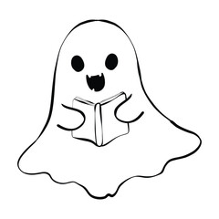Clipart hand drawn Halloween ghost, doodles outline. cute hand drawn design for decoration, print, coloring.
