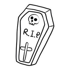 Clipart hand drawn spooky graveyard, tombstone for Halloween decoration, doodles outline. cute hand drawn design for print, coloring, wallpaper.