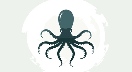 Elegant octopus illustration on textured background evokes underwater world curiosity minimal look