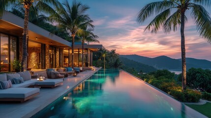 Fototapeta premium tropical resort at night