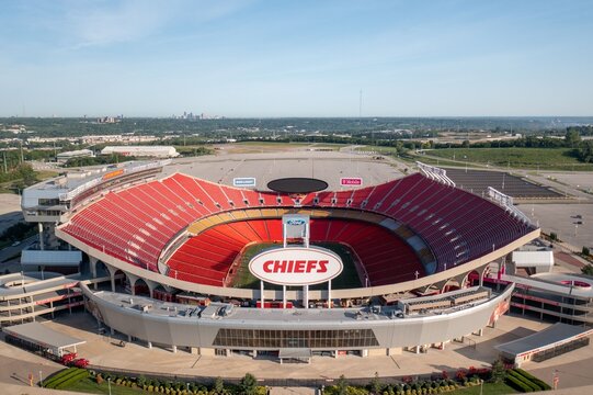 Drone Shot of Arrowhead Stadium in Kansas City, Missouri