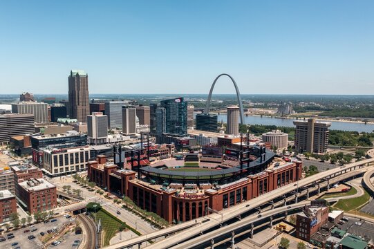 Aerial View of Busch Stadium and Downtown St. Louis
