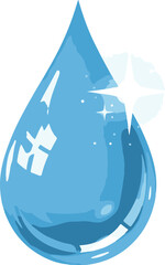 Clean water drop illustration symbolizing purity and environmental responsibility with sparkle